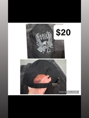 Harley-Davidson Black Cap with White Skull & Wings Graphic